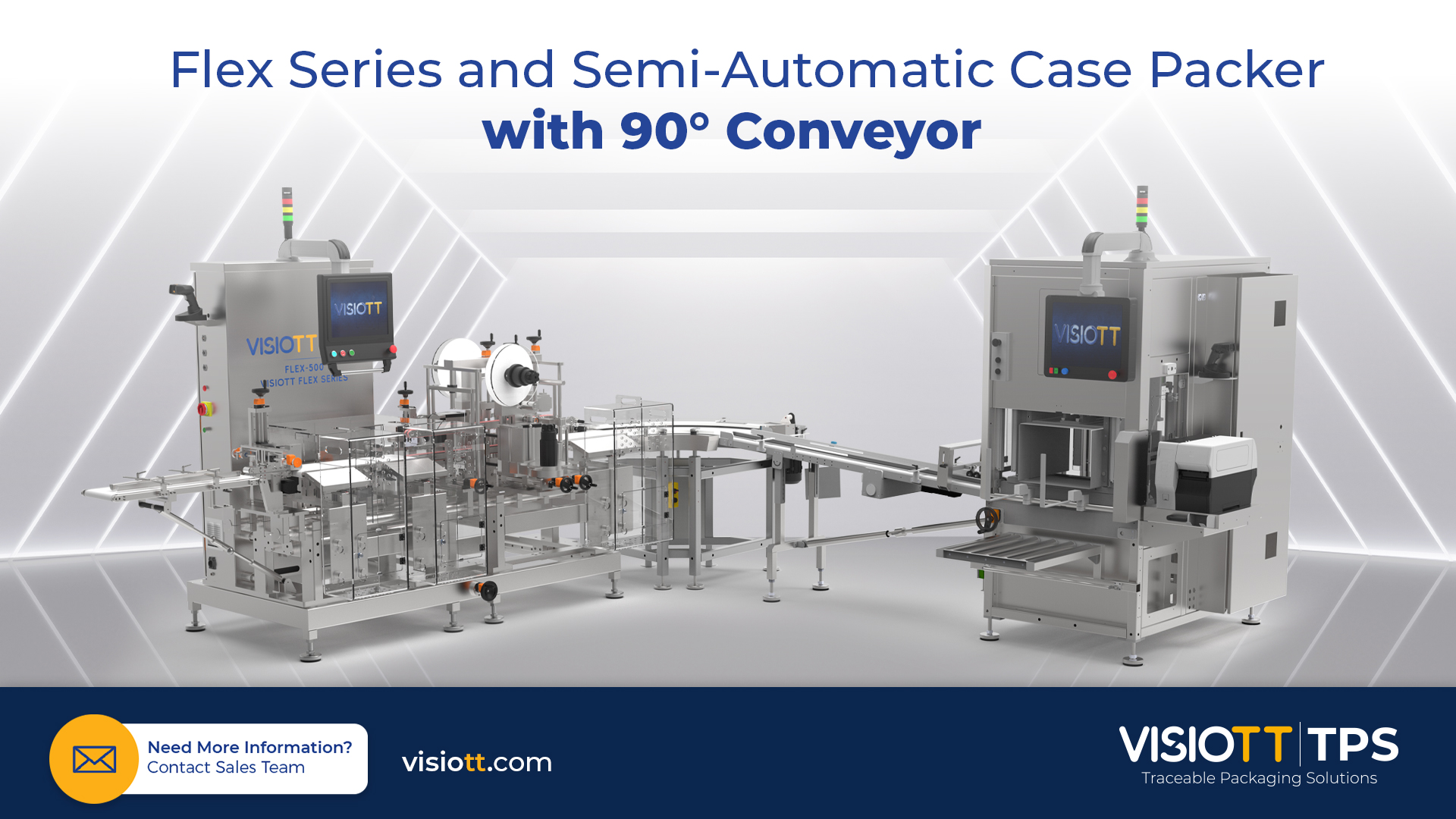 Flex Series And Semi-Automatic Case Packer With 90° Conveyor